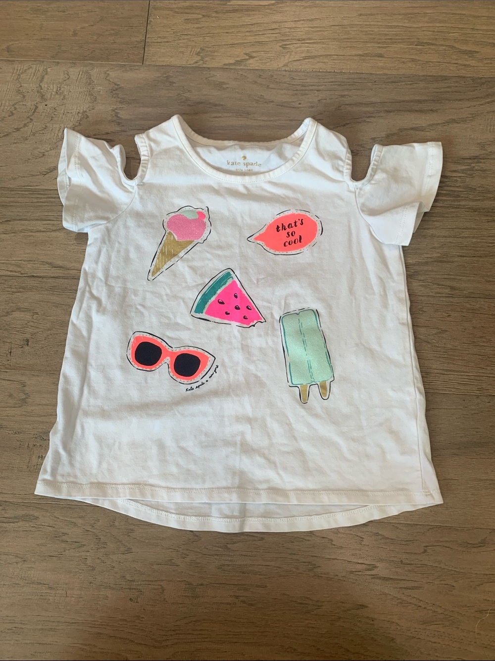 kate spade White Girls' Summer Vibe Short Sleeve Graphic Tee Size 6